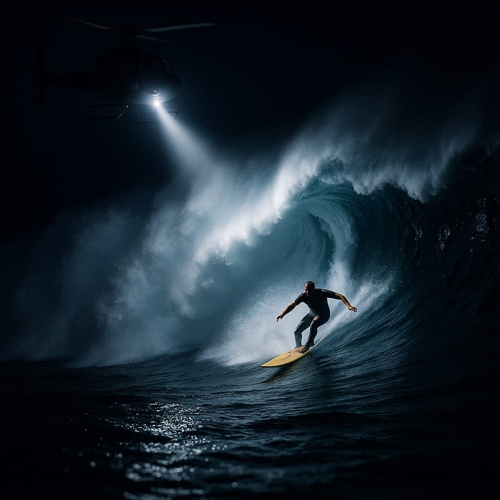 Surfer at night