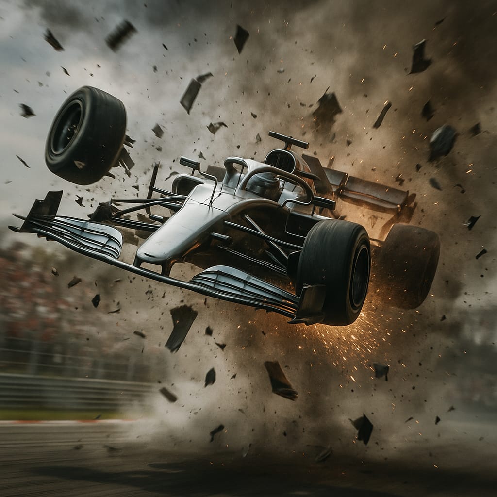 Massive Formula 1 car crash. Move fast and break things?