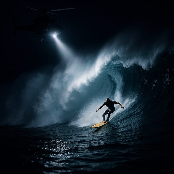 Surfer at night